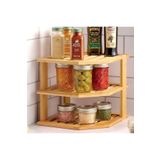 MEHAY HOME Bambu Köşe Raf 3 katlı Mutfak Organizer Depolama Rafı Tezgah üstü 25×25