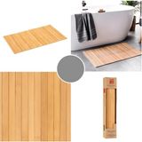 Mehay Home Lüx Bambu Kaymaz Banyo Paspası 50*80 cm Doğal Renk Su Geçirmez Çok Amaçlı Mat