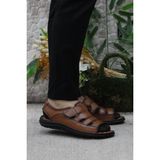 Mehmet Mete 106 Taba Kale Comfort Deri Erkek Sandalet