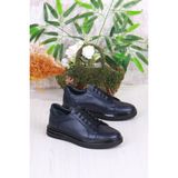 Mehmet Mete 42466 Rahat Hakiki Deri Sneaker Erkek Ayakkabı - Lacivert