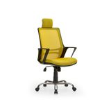 Mehmet Yaren Büro Arya2 Bilgisayar Koltuğu - Ofis - Müdür - Büro - Çalışma Sandalyesi Sarı Renk Krom Ayaklı