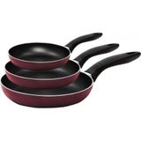 Mehtap 3 Lü Teflon Tava Seti 18 22 26 Cm Kırmızı Mor Mürdüm Tava Mor