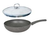 Mehtap Granit Wok Tava 28 Cm Cam Kapaklı