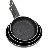 Mehtap Gri Granit Tava Seti 3 Parça 18 x 22 x 26 cm Düz Tava Uzun Ömürlü Kullanım
