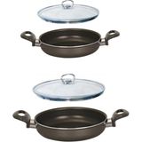 Mehtap Onyx 20+18 cm Cam Kapaklı Teflon Sahan Set
