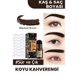 mei Koyu Kahve Kaş Ve Saç Boyası Dolgunlaştırıcı Set-suya Dayanıklı Yeniden Kullanılabilir Şablon - Dark