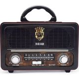 Meier M-111BT Nostaljik Radyo USB Tf Aux Kumandalı Bluetoothlu Fm Am Sw1-2 Radyo Hoparlör - Koyu Ahşap