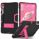 Meifei Galaxy Tablet S9 2023 (SM-X710 / X718U / X716B) için Kılıf, Tab S9 11 İnç için Yumuşak Silikon ve Sert PC 3 Katmanlı Askeri Koruyucu Kapak S-Kalem Tutucu Stand kılıf Siyah+Gül Kırmızısı