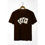 MEİLİFENG Oversize Önü Iskambil Kağıdı Baskılı T-shirt
