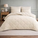 Meine Home Krem Welsoft Kumaş Çift Taraflı Jakarlı Silikon Yorgan Takmı - 195X215 cm 4 Parça