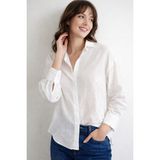 Meine Liebe Unterwäsche Nakışlı Işlemeli Oversize Beyaz Kadın Gömlek, Relax Fit - XS