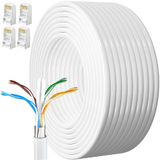 MEIPEK Ethernet Kablosu 20 Metre Cat 6 Yüksek Hızlı 1000Mbps 250MHz Koruması Internet Kablosu Beyaz Lan Kablosu Uzun 60ft Network Kablosu 20M Kurulum Ethernet Kabloları
