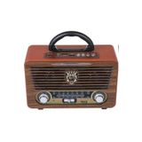 Meir Nostaljik Ahşap Retro Fm Radyo Usb Sd Kumandalı Bluetooth Hoparlör