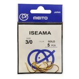 Meito Iseama Gold İğne 3/0 İğne 5'Li Paket - Sazan İğnesi Altın Rengi Japon İğnesi