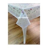 Meiwa astarlı sedefli lüks küçük mor çiçekli dantelli pvc dikdörtgen muşamba masa örtüsü Pembe 135 x 180