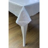 Meiwa lüks deri görünümlü parlak sedefli işleme silinebilir pvc dikdörtgen muşamba masa örtüsü Kırık Beyaz 140 x 180