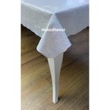 Meiwa lüks deri görünümlü parlak sedefli işleme silinebilir pvc dikdörtgen muşamba masa örtüsü Kırık Beyaz 155 x 235