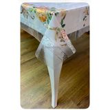 Meiwa Parlak yanardöner yaldızlı lüks desenli şeffaf pvc muşamba masa örtüsü koruyucu Turuncu 120 x 160