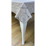 Meiwa şeffaf kaplama hasır lüks kolay silinebilen sıvı geçirmez pvc muşamba masa örtüsü Bej 130 x 130