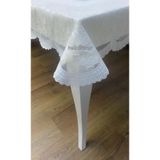 Meiwa tül dantel kenarlı volanlı gül pvc dikdörtgen muşamba masa örtüsü silinebilir 122 x 155 cm Krem