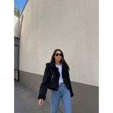 Meka Fashion Vance Içi Kürk Detay Crop Kaban 10027 Siyah - 01 Siyah