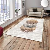 Meka Home Yeni Model Taşlı Damla Lastikli Halı Örtüsü - 155 x 235 cm - Krem - Bej - Kahverengi