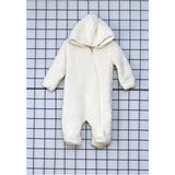 Meka Lp Global Beyaz Fermuarlı Kışlık Peluş Bebek Tulum Pamuk Materyal Uzun Kol Kapüşonlu