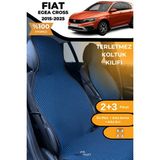 Meka Part Terletmez Oto Koltuk Koruyucu Kılıf %100 Pamuk 5 Li Tam Set Mavi Siyah Fiat Egea Cross - Mavi - Siyah