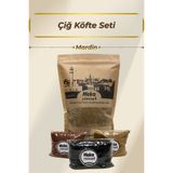 meka yöresel Mardin Çiğ Köfte Seti | 1 Kg Esmer Çiğköftelik İnce Bulgur | 100'er Gr Ayrı Paket Baharatlı Tam Set