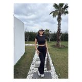 mekabutik Siyah Kısa Kollu Tayt Pantolon Takım