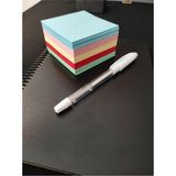 Mekafix Siyah Defter Siyah Yapraklı Defter - Siyah Sayfalı Defter Beyaz Jel Kalem Renkli Küp Blok 8 x 8 cm