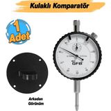 Mekanik Analog Ibreli Kulaklı Komparatör Saati 0.1 Mm-10 mm Mekanik Kadranlı Çevrimli Ölçüm Ayaksız - Siyah