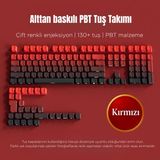 Mekanik Klavye Keycaps Seti- 130 Tuş Pbt Çift Baskılı-Alttan Baskılı Gradyen Renkli - Kırmızı