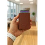 Mekanizmalı Rfid Özellikli Cüzdan Kredi Kartlık - Dokulu Suni Deri - Taba
