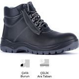 Mekap Pro Loader 023 S3 Src Vidala Deri Çelik Burun Çelik Ara Taban Iş Botu - Siyah