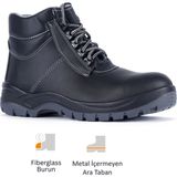 Mekap Pro Policap 023 S3 Src Vidala Deri Fiberglass burun Kevlar Ara Taban Iş Botu - Siyah