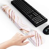 MEKASS Klavye ve Fare için Ergonomik Bilek Desteği, Kaymaz Silikon Tabanlı Yumuşak Hafızalı Köpük Klavye Bilek Dinlenme Seti, Kolay Yazma, Ağrı Kesici, Ofis, İş, Oyun Konforu (Kahverengi Mermer)