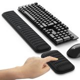 MEKASS Klavye ve Fare için Ergonomik Bilek Desteği, Kaymaz Silikon Tabanlı Yumuşak Hafızalı Köpük Klavye Bilek Dinlenme Seti, Kolay Yazma, Ağrı Kesici, Ofis, İş, Oyun Konforu (Klasik Siyah)