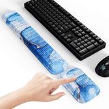 MEKASS Klavye ve Fare için Ergonomik Bilek Desteği, Kaymaz Silikon Tabanlı Yumuşak Hafızalı Köpük Klavye Bilek Dinlenme Seti, Kolay Yazma, Ağrı Kesici, Ofis, İş, Oyun Konforu (Mavi Mermer)