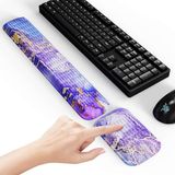MEKASS Klavye ve Fare için Ergonomik Bilek Desteği, Kaymaz Silikon Tabanlı Yumuşak Hafızalı Köpük Klavye Bilek Dinlenme Seti, Kolay Yazma, Ağrı Kesici, Ofis, İş, Oyun Konforu (Mor Mermer)
