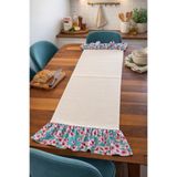 MEKİK BUTİK Fırfırlı Runner - Ham Keten Şık Runner - 40x130