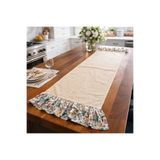 MEKİK BUTİK Fırfırlı Runner - Ham Keten Şık Runner - 40x130
