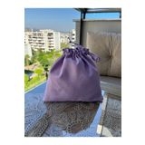 MEKİK BUTİK Lila Keten Mini Bez Kese - Büzgülü Çanta İçi Düzenleyici - Makyaj Çantası - 20x20 -bez poşet