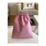 MEKİK BUTİK Şeker Pembe Keten Bez Kese - Büzgülü Çanta İçi Düzenleyici - Makyaj Çantası - 20x25 -bez poşet