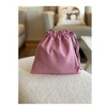MEKİK BUTİK Şeker Pembe Keten Mini Bez Kese - Büzgülü Çanta İçi Düzenleyici - Makyaj Çantası - 20x20 -bez poşet