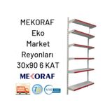 Mekoraf Market Raf Sistemi 2 Metre 90 Cm En Derilik 30 Cm 6 Katl Beyaz