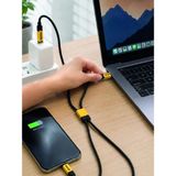 Meks 240W Çoklu Şarj Kablosu Type-C Lightning Micro USB Örgü Kablo