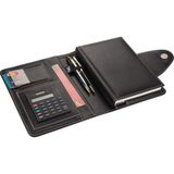 Meks 2k 4683 Ajanda Tarihsiz Kareli 14X20 cm Ajanda/defter Hesap Makineli Suni Deri Organizer, Siyah