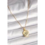 Meks 316L Çelik Gold Renk Zincir Zirkon Taş İşlemeli Hilal Yıldız İşlemeli Madaly - HEPIDE4746-4