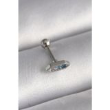 Meks 316L Çelik Gümüş Renk Mavi Zirkon Taşlı Tragus Piercing
